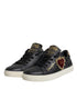 Dolce & Gabbana Black Leather Gold Red Heart Sneakers Shoes